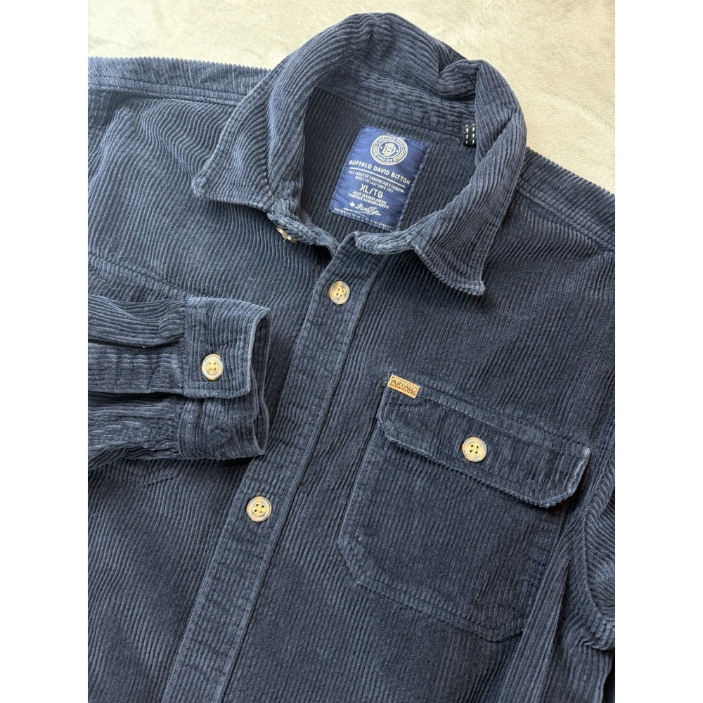 Buffalo David Bitton Shacket Men's XL Corduroy Jeremias Navy Blue‎ Shirt Jacket
